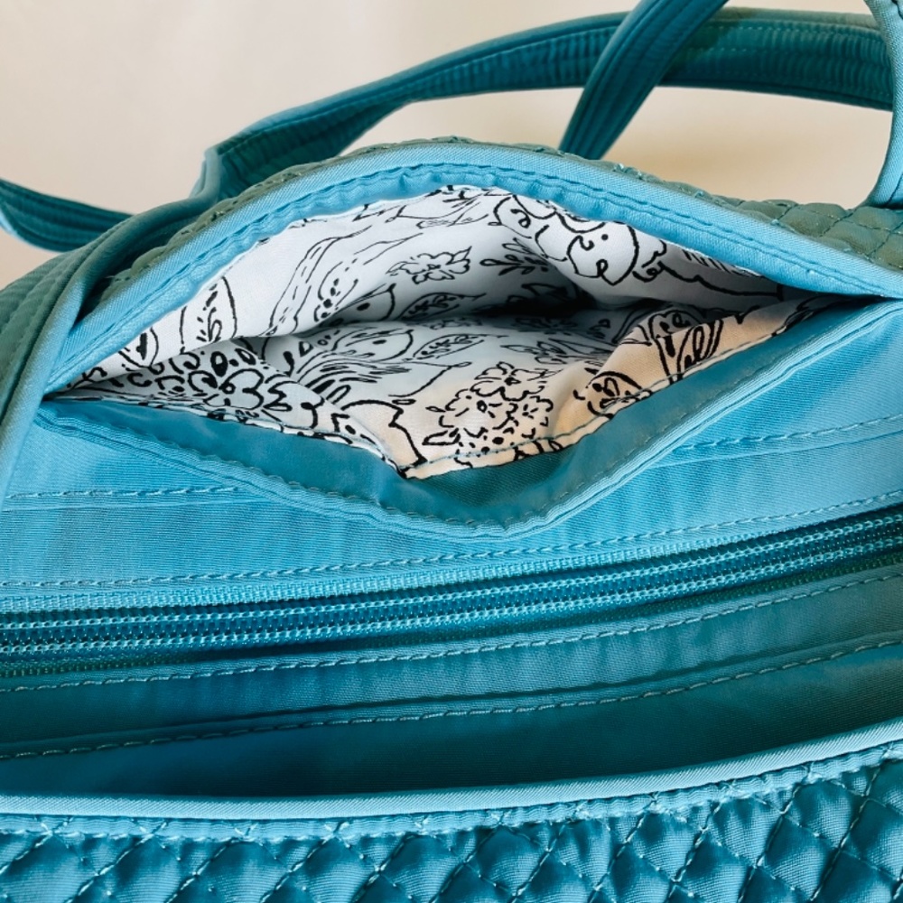 Vera Bradley Small Tote Bag Purse Spring Break Aqua Blue - Picture 4 of 7